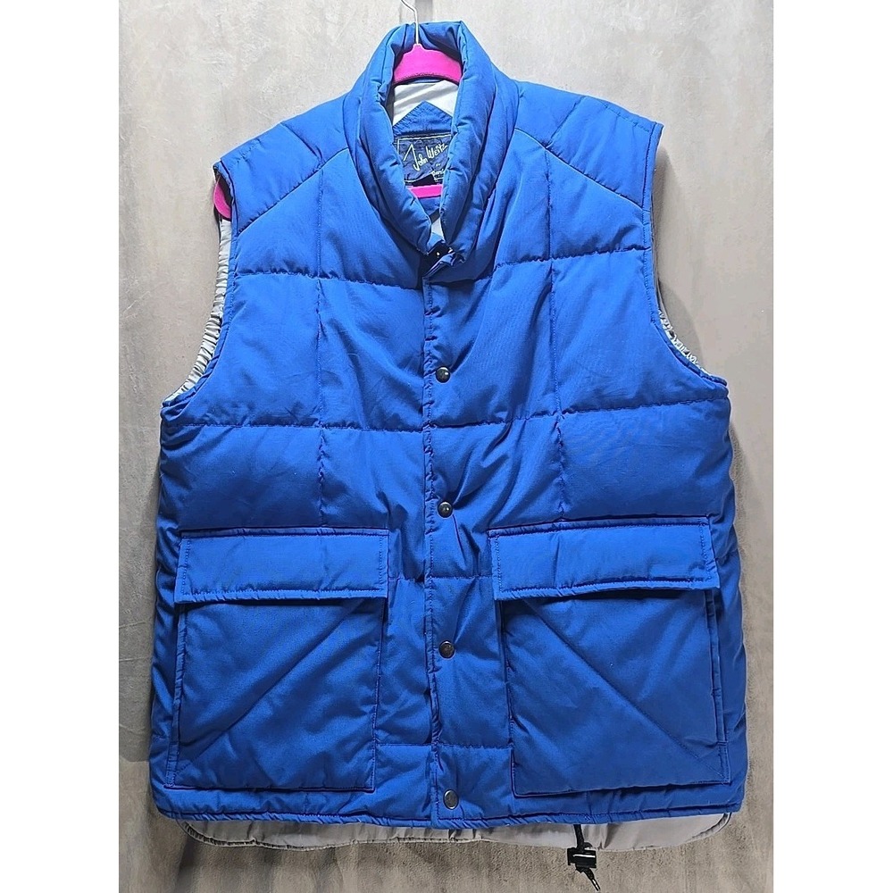 Vintage 80s 90s‎ John Weitz Aberdeen Blue Quilted Puffer Down Vest Size Large
